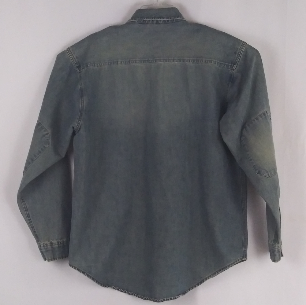 Bugle Boy blue denim long sleeve shirt men size M - Picture 2 of 5